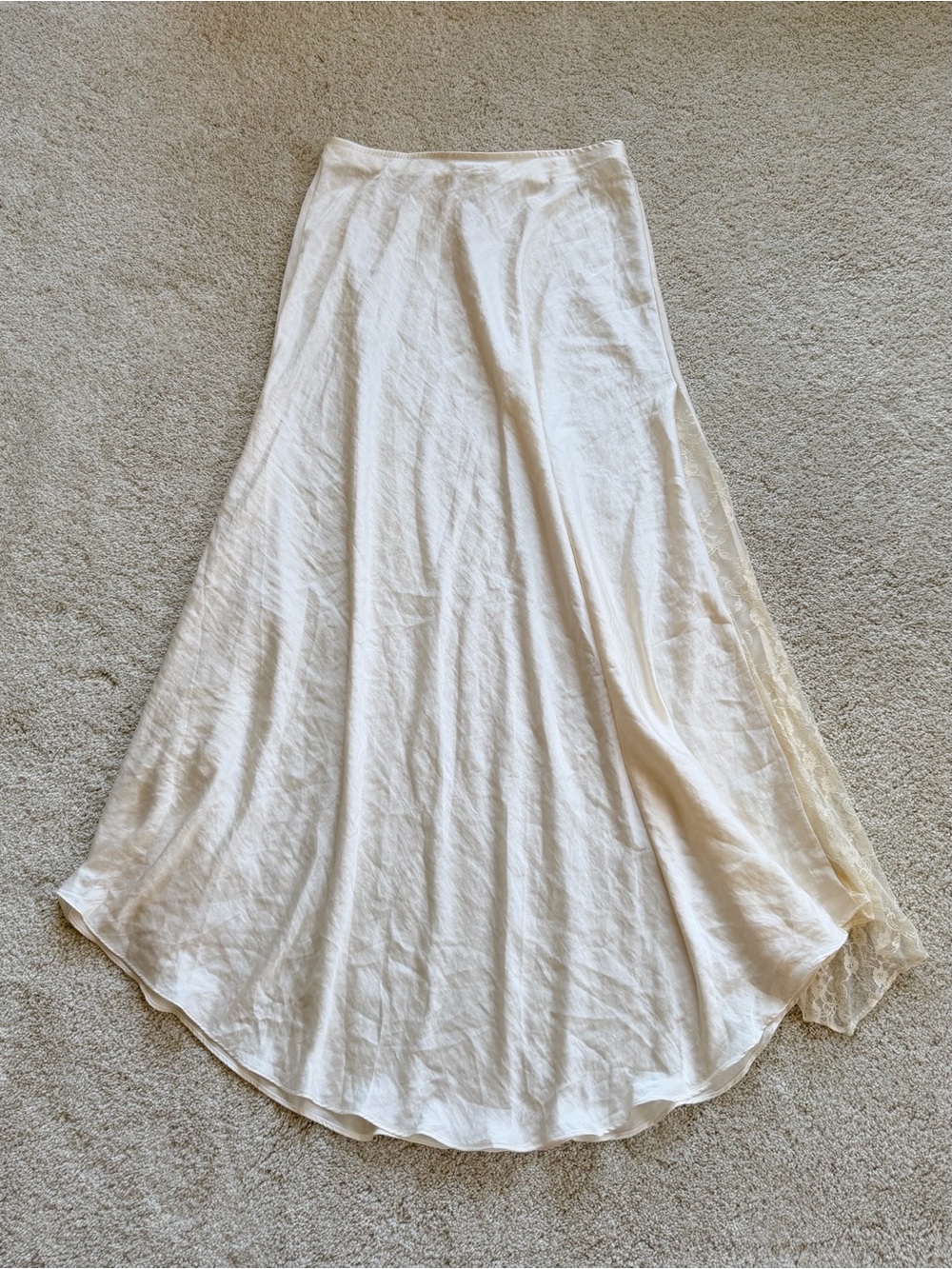 Free People Cream Lace Panel High Low Maxi Skirt S NWT - Picture 2 of 9